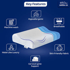 Orthopedic Memory Foam Pillow For Neck Pain Relief, White - 19 X 11 X 2.5 Inch | Ergonomic Cervical Support For Spinal Alignment & Better Sleep | For Head, Shoulder Pain Relief - 1 Piece