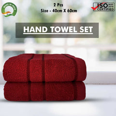 Sassoon Melrose 100% Cotton Hand Towel 400 Gsm | Highly Absorbent, Soft Material Perfect For Daily Use (Burgundy) -2 Piece