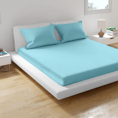 Super Soft Microfiber Solid Bedsheet With 2 Pillow Cover - Double Size 90 X 100 Inches, Mild Blue | Ideal For House, Guest House, Hotel - Easy To Maintain & Machine Washable