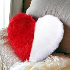 Heart Shape Cushion Pillow, Valentine Gift, Red & White, Valentine's Day Pillow | For Girlfriend Boyfriend Couples Husband & Wife Valentine's Day Pillow, Best Birthday Gift, Christmas Gift