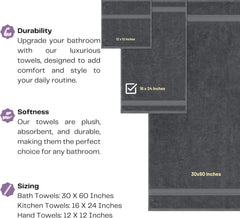 Zibell Luxurious Design Hand Towels With Exceptional Durability Absorbent Shower Towels 1200 Gsm (Steel Grey) - Set Of 6