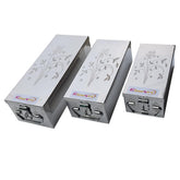 3 Sizes Stainless Steel Rectangular Jewellery Box Bank Locker Safe Storage Cash Peti Bank Box Container Set 8-Inch, 10.23-Inch, 12.2-Inch, Printed Laser Design, Colour - Silver