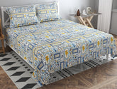 100% Cotton Double Bed Bedsheet Set With 2 Matching Pillow Covers | 90 X 90 Inches, Blue - Ideal For Villas, Guest Houses, & Daily Home Use Double Bedsheet