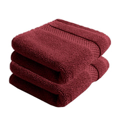 100% Cotton Hand Towel 400 Gsm | Super Soft, Absorbent, Quick Dry Hand Towel (Maroon) - Pack Of 2