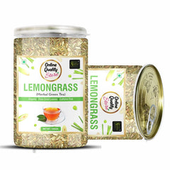 Online Quality Store Lemongrass Herbal Green Tea - 100gm, 3.5 Ounce | Reduces Anxiety, Improves Immunity - Organic Pure Dried Leaves | Caffeine Free