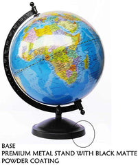 Educational Globe 10 Inch Height, 8 Inch Diameter Rotating World With Matte Finish Metal Arc & Base World Globe For Home Decor & Office Decor, Best Gift For Students, Pack Of 1
