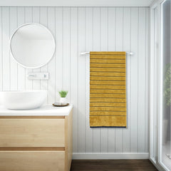 Spaces 100% Cotton Bath Towel 600 Gsm | High Loft Ribbed Texture High Absorbency Cotton Bath Towels (Dark Yellow)