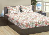 100% Cotton King Size For Double Bedsheet With 2 Pillow Covers - 72 X 78 Inches, White & Peach | Durable & Long Lasting Fabric, Easy Hand & Machine Wash