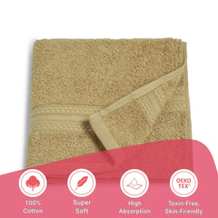 Livspace Paleto Collection Hand Towel 400 Gsm | 100% Cotton, Solid Dyed, Hand Towel Super Soft Absorbent (Beige) Set Of 2