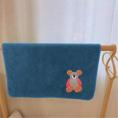 Maxoshine Microfiber Kids Bath Towels 300 Gsm | Quick Drying Towels For Unisex Kids-Teddy Bear Print Baby Towel For Boys & Girls (Blue)