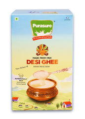 Natural Premium Desi Ghee By Purasure | Rich In Vitamin A, D, E & K Healthy Desi Ghee For Laddus | (1 Litre) 33.8 Ounce | Box Pack