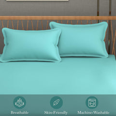 Queen Size Solid Plain Bedsheet Set Includes 2 Pillow Covers - 90 X 95 Inches, Aqua | Exceptional Softness & Breathability | Premium Microfiber Material