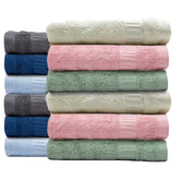 Mush 100% Bamboo Face Towel Set 550gsm | Anti Microbial Bamboo Face Towel For Women & Men | Set Of 12 - Olive Green, Cream, Navy Blue, Sky Blue, Grey Pink