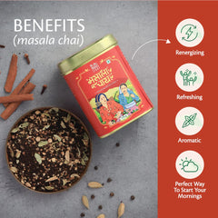 The Pahadi Story Masala Chai - 175gm, 6.1 Ounce | Made With 100% Natural Ingredients - Made With Cinnamon, Ginger, Elaichi, Clove, Black Pepper | Low Caffeine, No Artificial Flavor