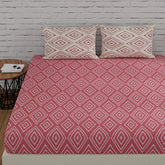 100% Pure Cotton Bedsheet For King Size With 2 Pillow Covers - 72 X 78 Inches, Peach Pink & White | Breathable Long Lasting Light Weight Wrinkle Free Bedsheet