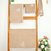 Rangoli 100% Bamboo 2 Bath & 2 Hand Towels 850 Gsm | Large Size Ultra Soft, Quick-Absorbent & Eco-Friendly Towels - Beige
