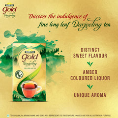 Tata Tea Gold Darjeeling Fine Long Leaf Tea - 200gm, 7.05 Ounce | Rich & Aromatic Chai Black Tea - Distinct Sweet Flavour | Medium Caffeine Chai Patti