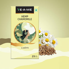 TE-A-ME Hemp Chamomile Calm Tea - Pack Of 4 X 25 Infusion Tea Bags | Chamomile Tea For Good Sleep - Caffeine Free, Biodegradable