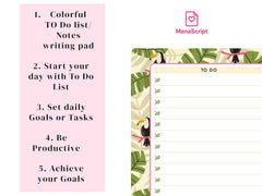 A5 Notes/To Do List Notepad, Beautiful Daily Checklist Pad, 50 Tear-Off Sheets (Bird) Pack Of 1