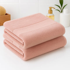 Earthy Fables Pure Carded Cotton Bath Towel 1000 Gsm | Soft, Absorbent, Quick Dry & Skin-Friendly Towel Set Of 2 (Blush)