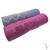 Nive Home Linens Microfiber Bath Towel 800 Gsm | Self Design, Ultra Soft, Super Absorbent, Quick Dry (Dark Plum & Gray)- Pack Of 2