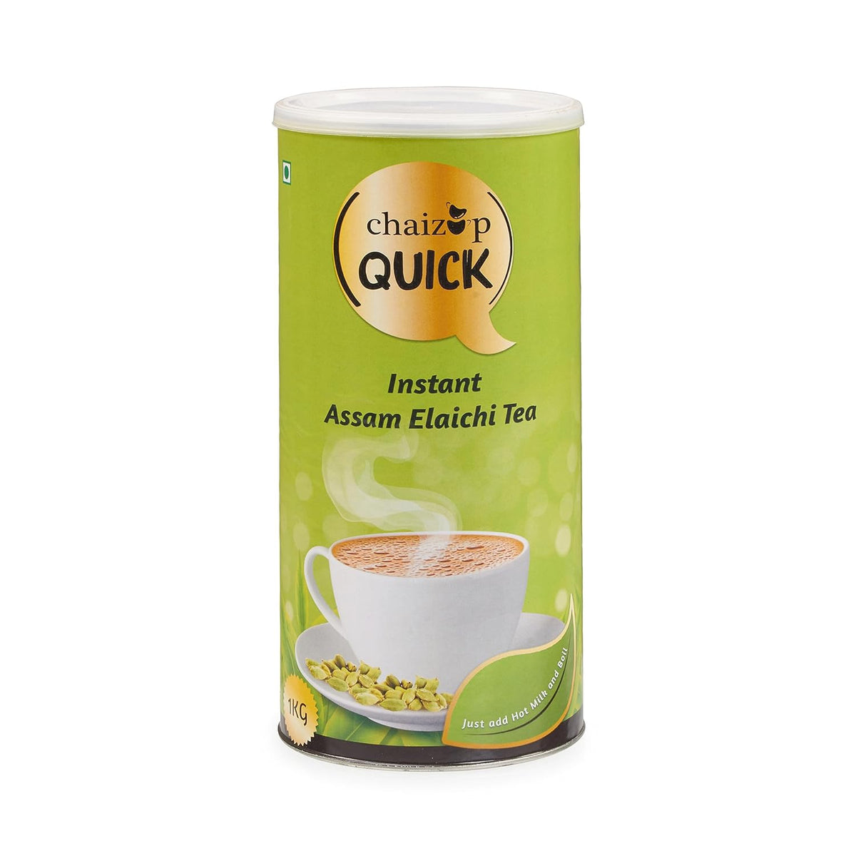 Chaizup Quick 1 Min Instant Assam Elaichi Tea Premix - 1 Kg Can, 35.2 Ounce | Just Add Hot Milk & Boil - Assam Elaichi Chai Powder | Low Caffeine