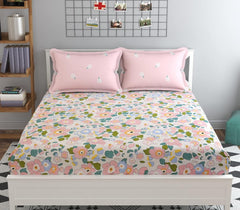 Bedsheet For Queen Size Bed With 2 Pillow Covers - 90 X 100 Inches, Multicolor | Soft, Breathable, Wrinkle Free & Fade Resistant
