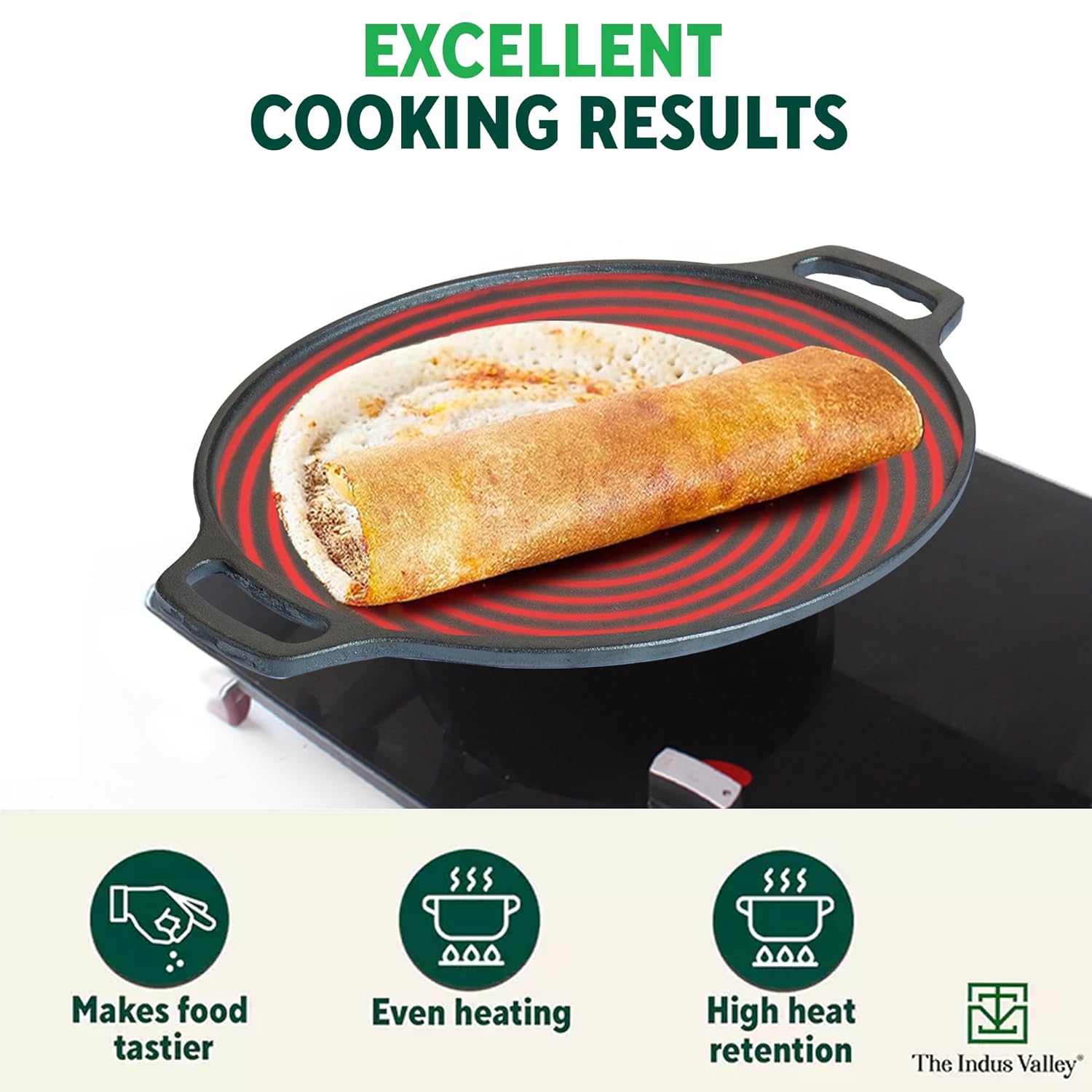 Pre-Seasoned Black Cast Iron Tawa With Free Wooden Spatula For Dosa, Chapathi - 30.2cm, 11.8 Inch, 2.4 Kg | Induction Friendly, Naturally Nonstick, 100% Pure & Toxin-Free, No Chemical Coating Pre-Seasoned Black Cast Iron Tawa With Free Wooden Spatula For Dosa, Chapathi - 30.2cm, 11.8 Inch, 2.4 Kg | Induction Friendly, Naturally Nonstick, 100% Pure & Toxin-Free, No Chemical Coating