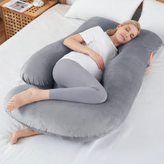 Pregnancy Pillows For Sleeping, U Shaped Full Body Pillow, Cold Grey Pillow | Pillow For Side Sleepers, Maternity Pillow For Pregnant Women Pregnancy Must Haves, Removable Velvet Cover