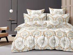 1 King Size Elastic Fitted Bedsheet With 2 Pillow Cover + Comforter - 72 X 78 Inches, Beige | Suitable For All-Season Use | Soft To Touch, Light Weight