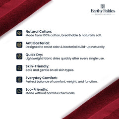Earthy Fables Basic Hand Towel 400 Gsm | Pure Carded Cotton, Soft, Absorbent, Quick Dry & Skin-Friendly Towel - Pack Of 2 (Wine)