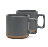 Large Ceramic Coffee Mug Set Of 2 - Grey, 350ml Each | Ceramic Japandi Mug, Tea Mug With Matte Finish - Mug For Coffee | Ceramic Coffee Mug - Microwave Safe & Dishwasher Safe
