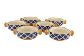 Ceramic Hand Painted Mughal Design Soup Bowls With Handle Set Of 6 - 300ml Each, Blue & Yellow | Ceramic Maggi Bowls - Cereal Bowls