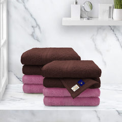 Sassoon Anatolia 8 Piece Cotton Hand Towel 500 Gsm | Soft, Absorbent & Quick Dry Towel For Gym, Home & Yoga (Pink & Cocoa)