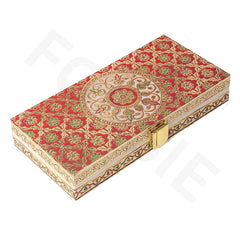 Fancy Shagun Cash Box Or Gaddi Box For Gifting Money On Wedding, New Born Baby, Ring Ceremony Pattern1pc, Material - Wood, Colour - Cream Red Flower