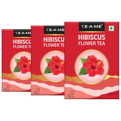 TE-A-ME Hibiscus Flower Tea - Pack Of 3 X 50gm, 1.7 Ounce Each | Hibiscus Flower Tea Boosts Immune System - Caffeine Free, Biodegradable