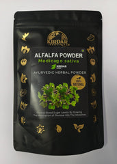 Kirdaar Alfalfa Leaf Powder I Pure & Natural Traditional Method Made Herbal, Ayurvedic For Men & Women | Make Smoothies, Green Juice, & Herbal Meals | 100gm 0.2lbs