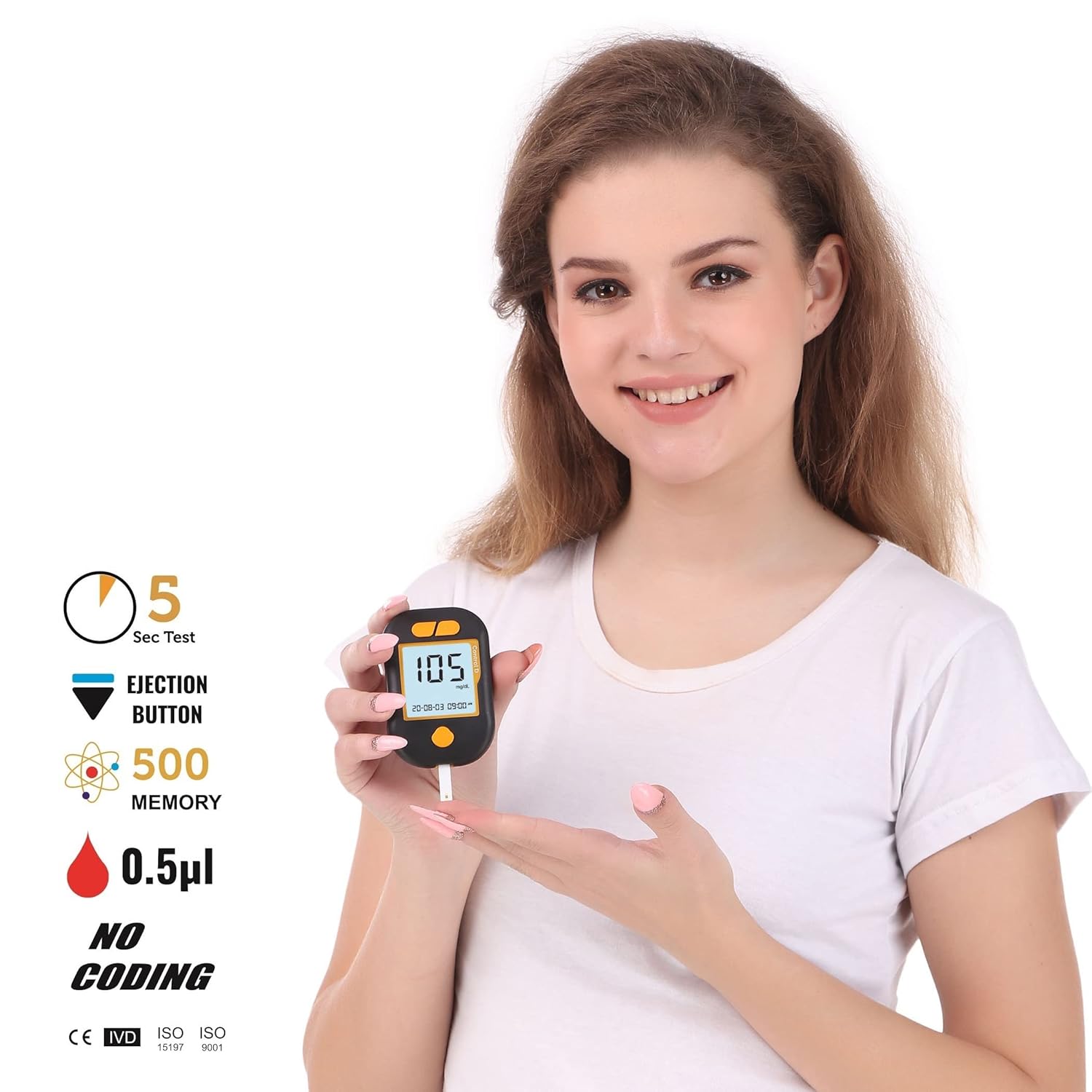 Control D Advanced Digital Glucose Blood Sugar Testing Monitor With 5 Strips Glucometer Control D Advanced Digital Glucose Blood Sugar Testing Monitor With 5 Strips Glucometer
