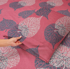 Elastic Fitted Double Bedsheets With 2 Pillow Covers | 78 X 72 + 10 Inches, Pink & Grey - Double Bed With All Around Elastic 180 Thread Count Super Soft