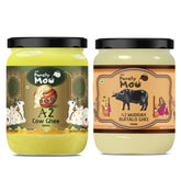 100% Pure A2 Cow & A2 Murrah Buffalo Ghee By AMP Purely Moo | Healthy & Nutrients Protein Fiber Ghee Good For Bones Health | 1 Litre (500ml * 2) 33.8 Ounce | Jar Pack