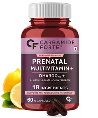 Carbamide Forte Prenatal Multivitamin For Pregnancy With 300mg Dha & 18 Ingredients | 60 Capsules , 100gm 0.2lbs