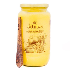 100% Natural A2 Gir Cow Desi Ghee By Shree Tatva | Traditional Bilona Method Handmade Cow Desi Ghee Essential For Brain Health | (1 Litre) 33.8 Ounce | Jar Pack