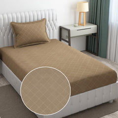 Soft Microfiber Single Bedsheet With 1 Pillow Covers - 60 X 90 Inches, Dark Beige | Wrinkle Free Design & Easy To Wash | Refreshing Your Bedroom Look