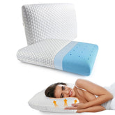 Memory Foam Pillow For Neck & Shoulder Pain Relief, White Color | Cooling Memory Foam Pillow, Neck Orthopedic Pillow For Pain Relief & Spinal Alignment Ergonomic Pillow - Set Of 2