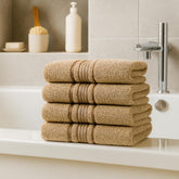 Akiko Home 100% Cotton Essential Series Hand Towels 800 Gsm | Soft, Absorbent & Durable, Cotton Hand Towel | Pack Of 4 (Beige)