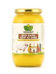 Pure Premium A2 Desi Rathi Cow Ghee By Organicbite | High In Protein Fiber Healthy Desi Ghee Good For Sweets | (1 Litr) 33.8 Ounce | Jar Pack