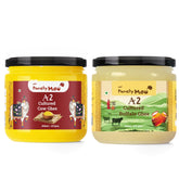 100% Pure A2 Cultured Cow & A2 Cultured Buffalo Ghee By AMP Purely Moo | Healthy & Nutrients Protein Fiber Ghee Good For Cooking | 500ml (250ml * 2) 16.9 Ounce | Jar Pack