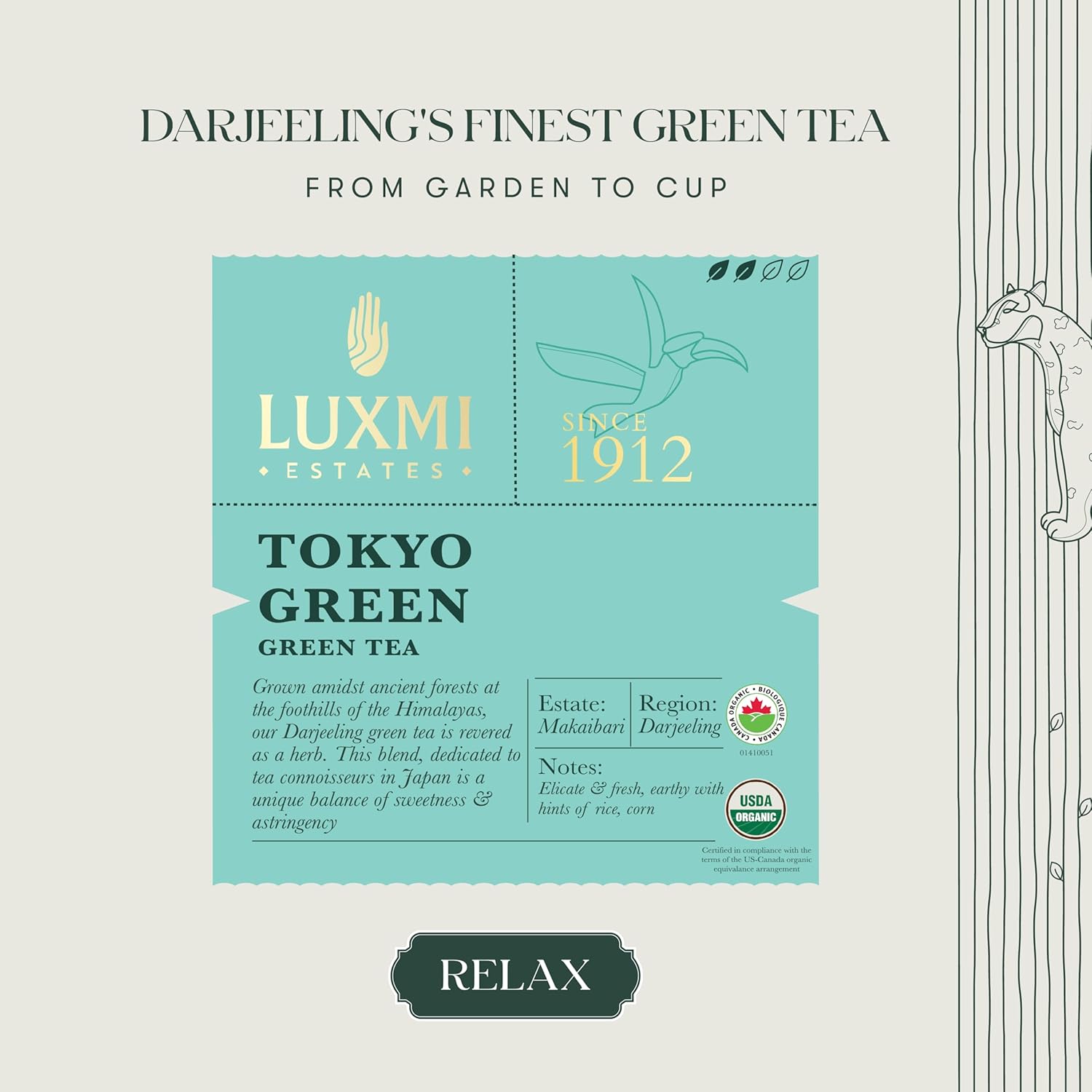 Luxmi Estates Tokyo Green Tea - 100gm, 3.5 Ounce, 50 Tea Bags | USDA Organic Certified Green Tea - Low Caffeine Green Tea | Additives Free Loose Leaves, Rich In Antioxidants Luxmi Estates Tokyo Green Tea - 100gm, 3.5 Ounce, 50 Tea Bags | USDA Organic Certified Green Tea - Low Caffeine Green Tea | Additives Free Loose Leaves, Rich In Antioxidants
