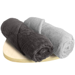 Heelium Bamboo Bath Towel 600 Gsm | Ultra Absorbent | 3x Softer Than Cotton Towels | Pack Of 2 (Light Grey, Grey)