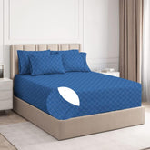 King Size Bedsheets With 2 Pillow Covers - Size-78 X72+10 Inches, Blue | All Around Elastic 210 TC Super Soft Striped Pattern Breathable